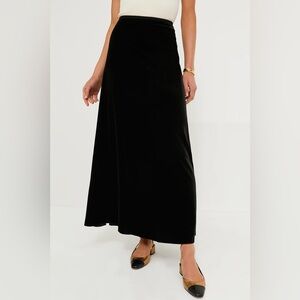 Vtg. ANNE TAYLOR  Black Maxi Velvet A-Line Skirt
